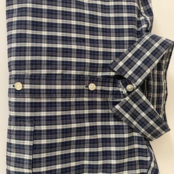 Banana Republic Men’s XL Blue,Grey & White Checked Long Sleeve 100% Cotton Shirt - Picture 16 of 16